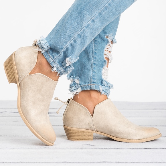 👠 Stone Distressed Ankle Booties - Sochi95 - Picture 3 of 4